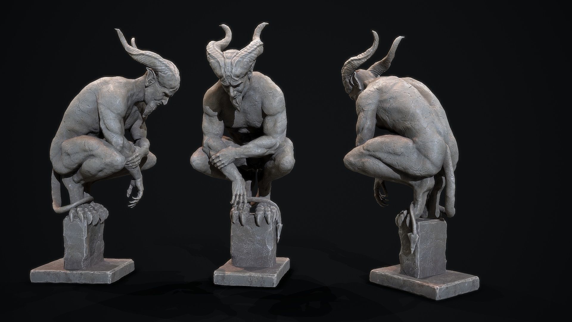 Demon Statue  Low-poly 3D model_3