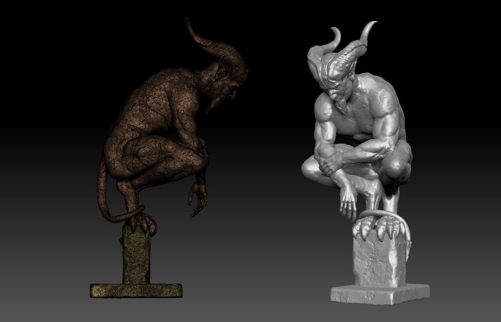 Demon Statue  Low-poly 3D model_13