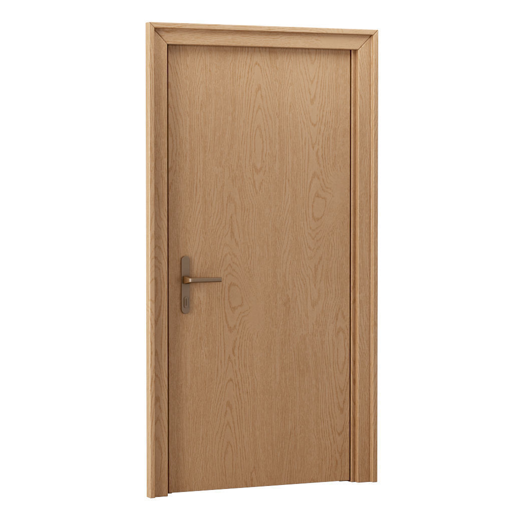 Wooden entry doors  Low-poly 3D model_2