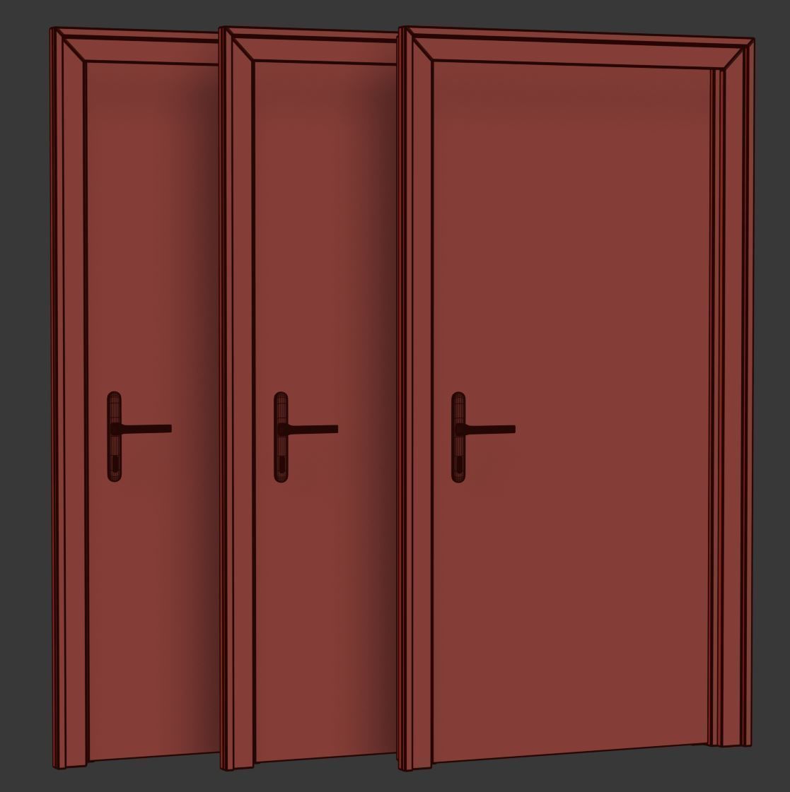 Wooden entry doors  Low-poly 3D model_4