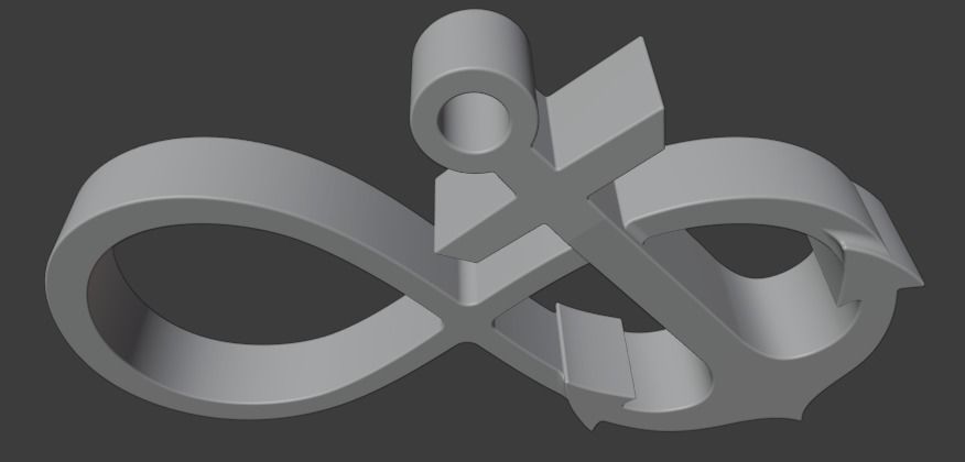 Infinity with anchor pendant 3D print model_3