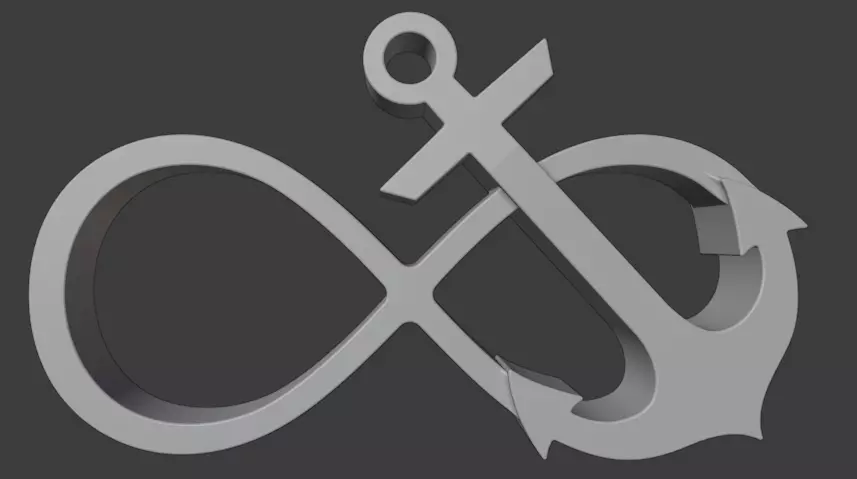 Infinity with anchor pendant 3D print model_0