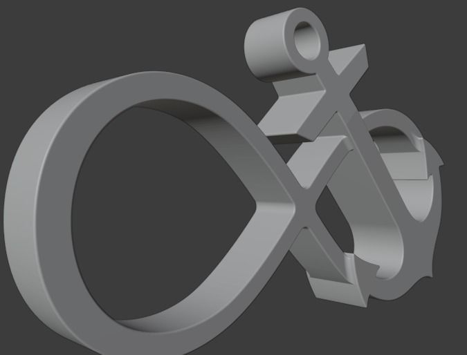 Infinity with anchor pendant 3D print model_7