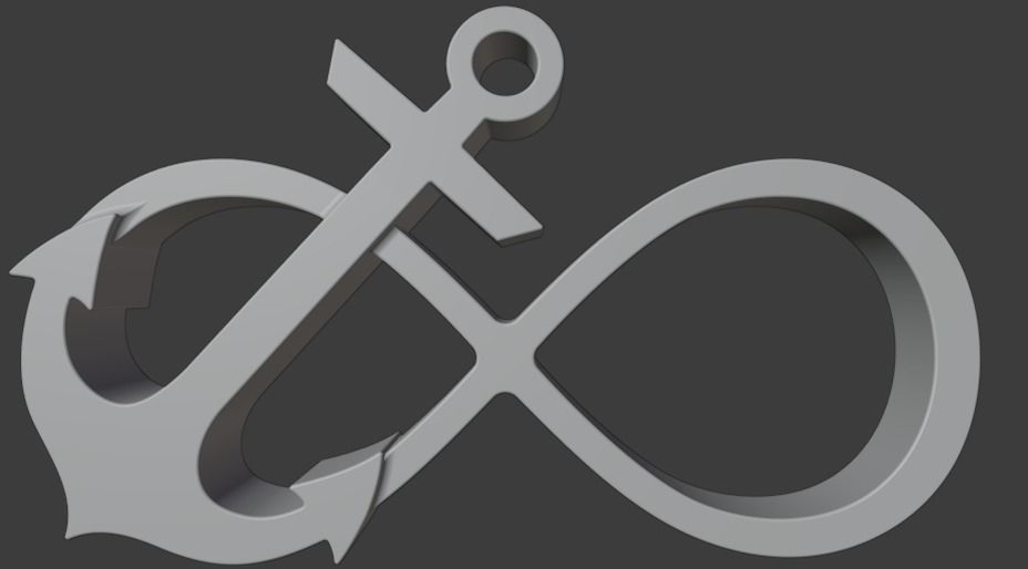 Infinity with anchor pendant 3D print model_1