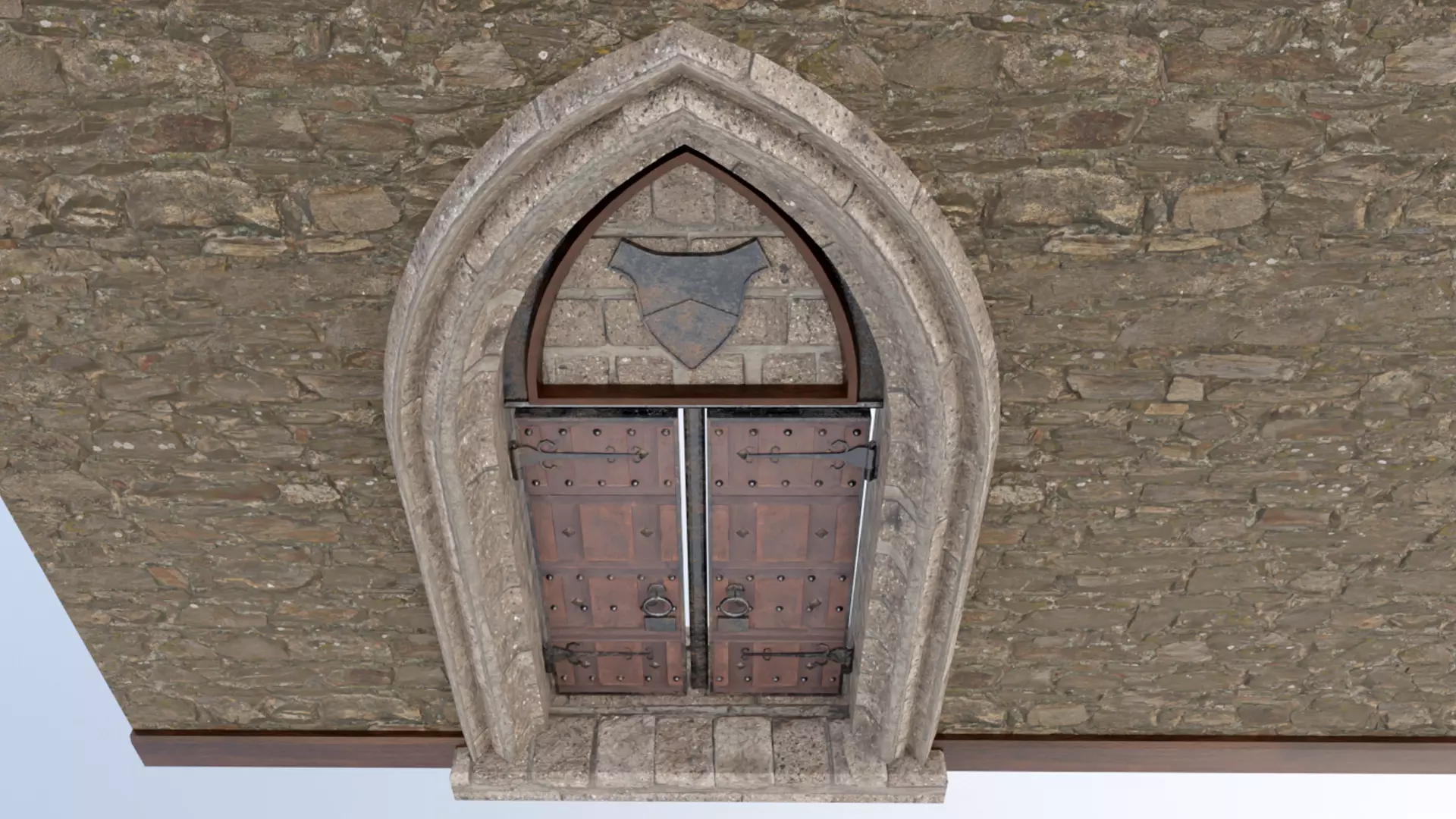 Medieval Door Low-poly 3D model_0