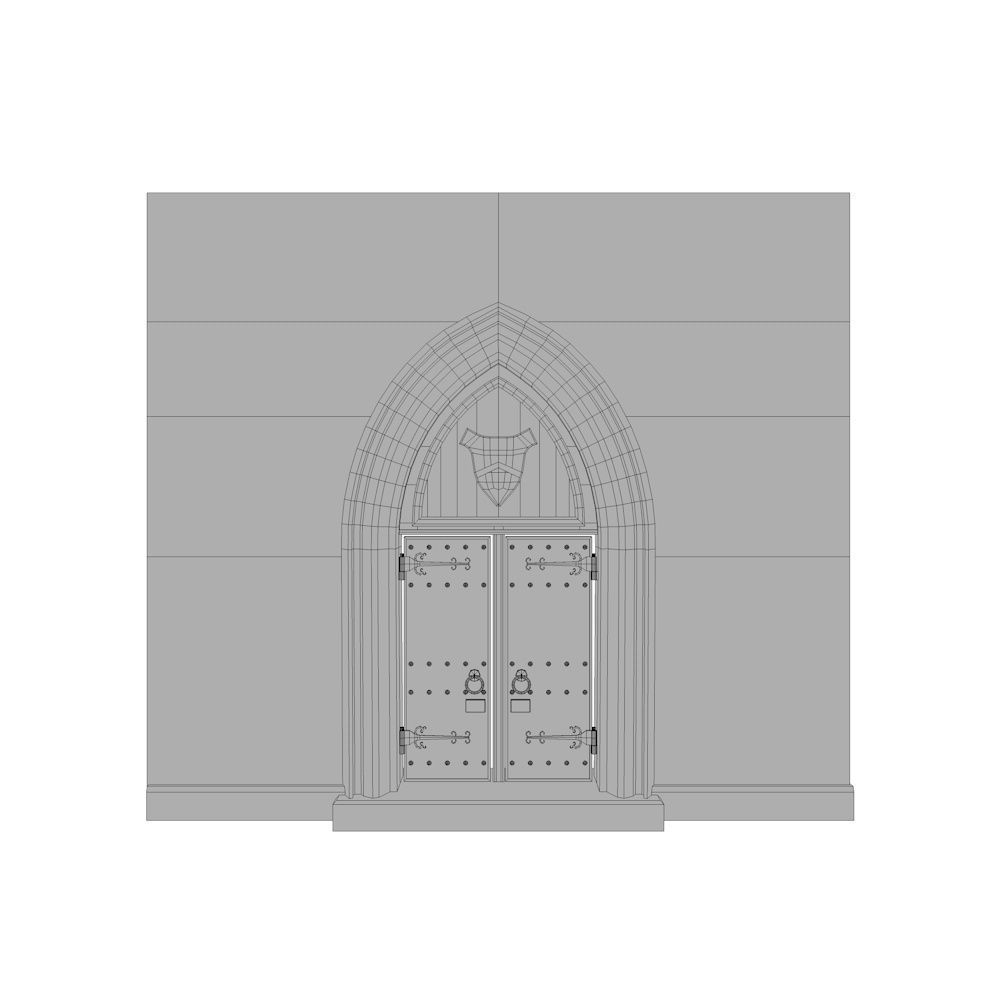 Medieval Door Low-poly 3D model_4