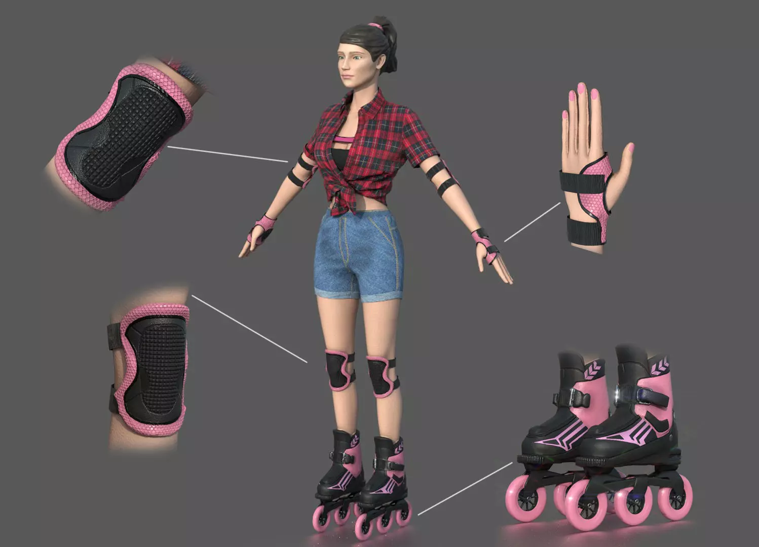 ROLLER SKATER GIRL 3D model