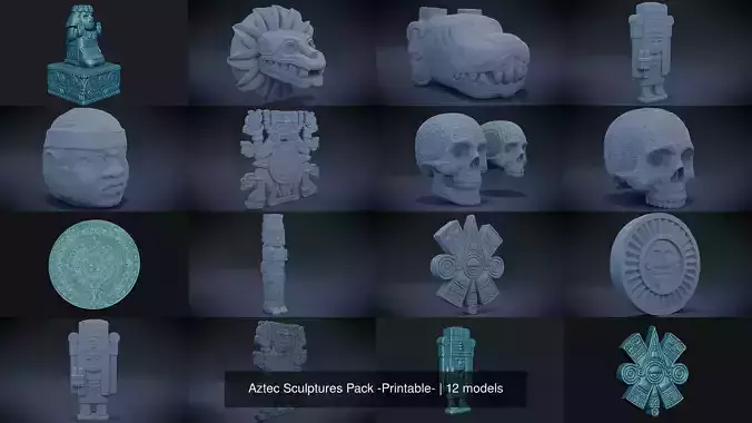Aztec Sculptures Pack -Printable- 3D Model Collection