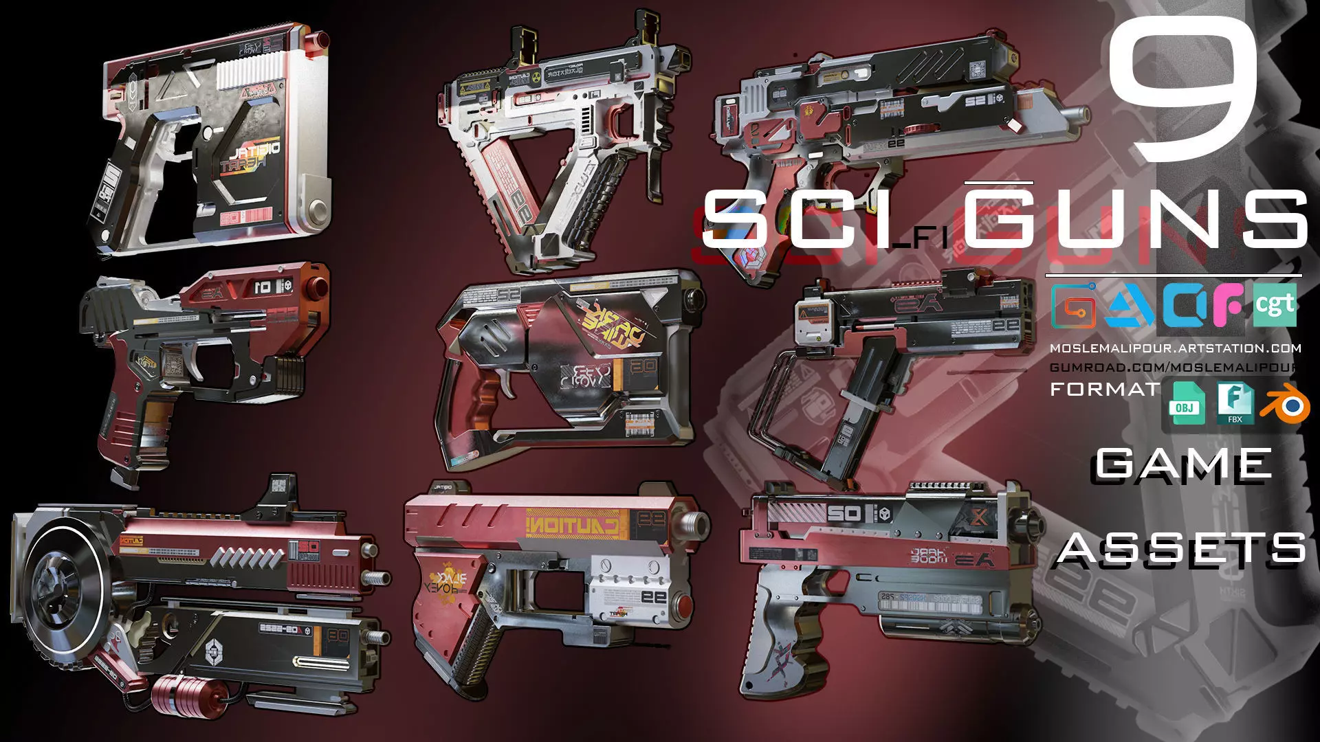 sci fi guns kitbash weapons vol 01 3D model_0