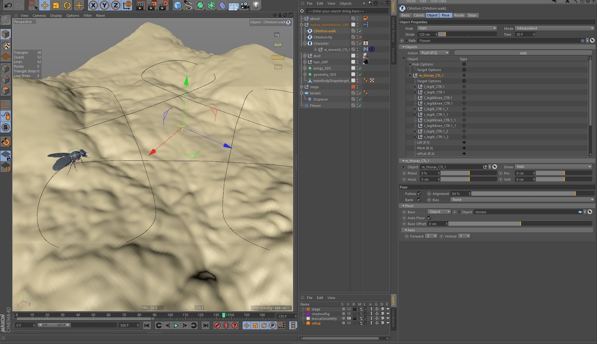 Housefly rigged and animated for Cinema 4d 3D model_15