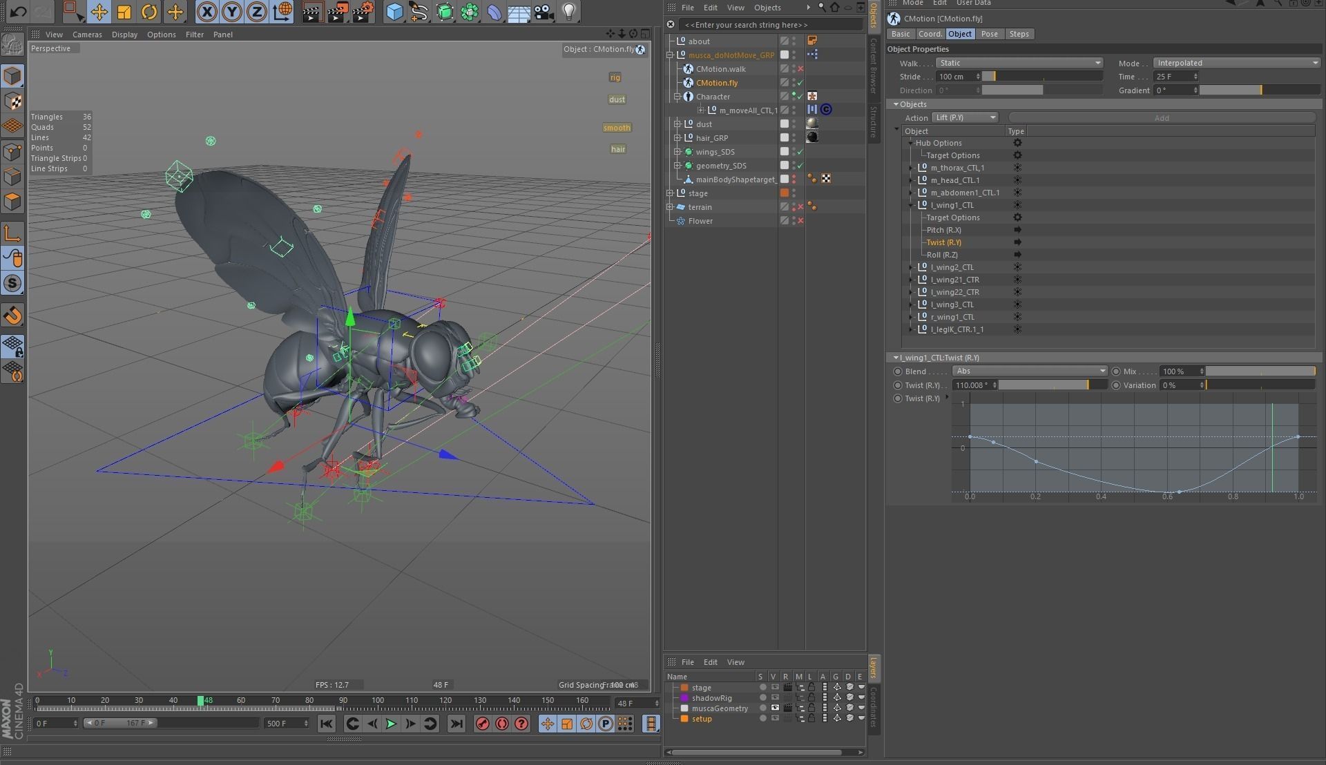 Housefly rigged and animated for Cinema 4d 3D model_14