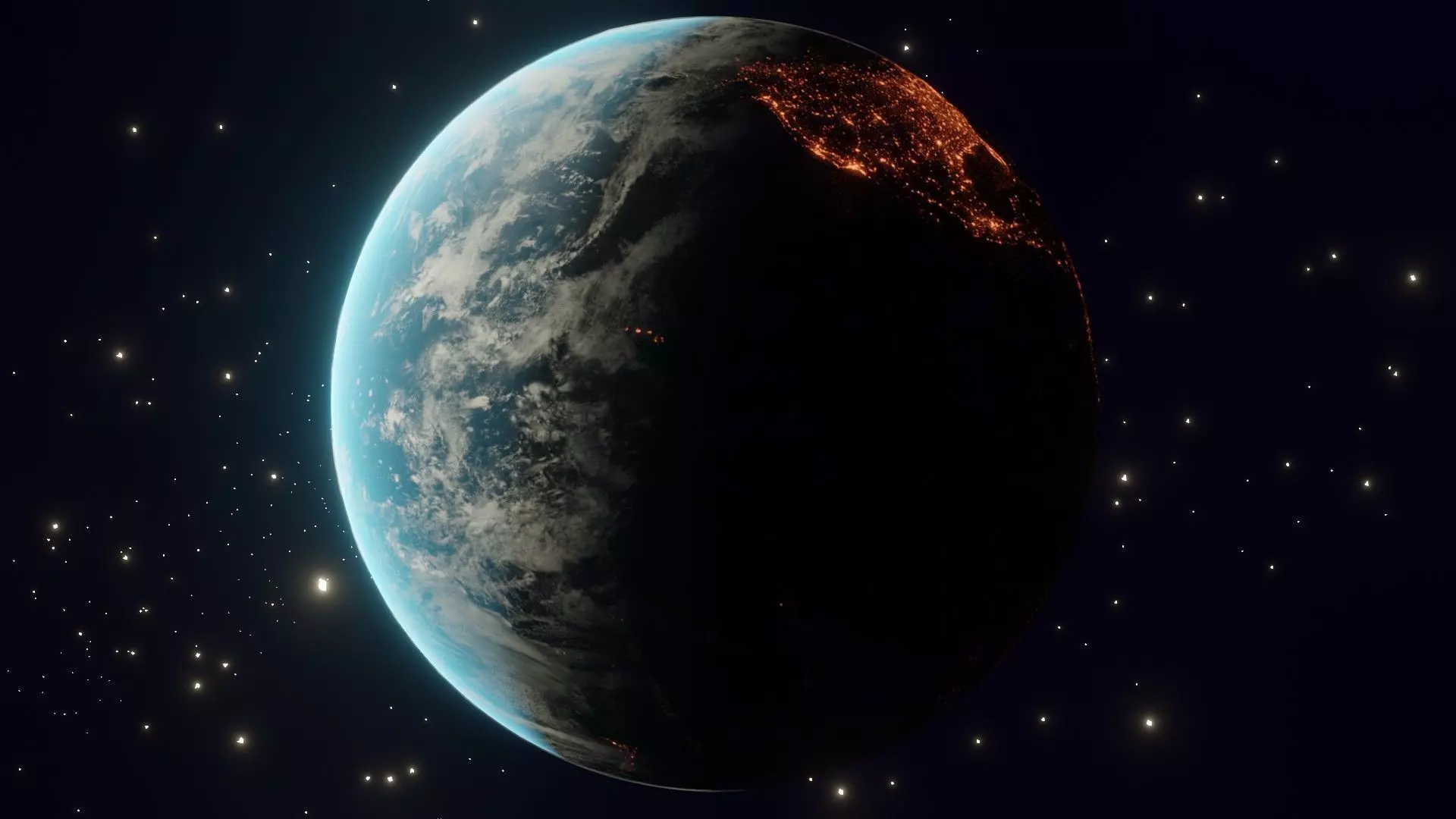 earth in space with stars surrounding it Free 3D model_0