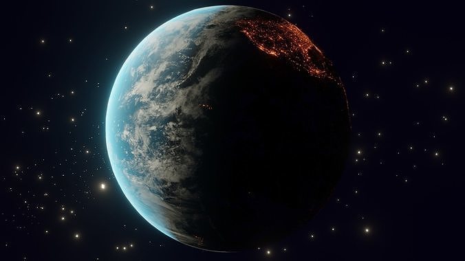 earth in space with stars surrounding it Free 3D model