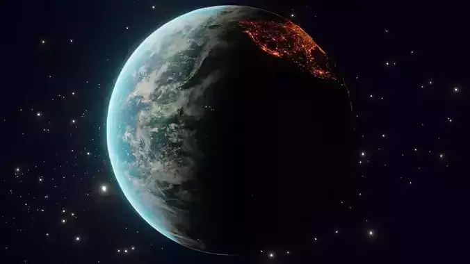 earth in space with stars surrounding it