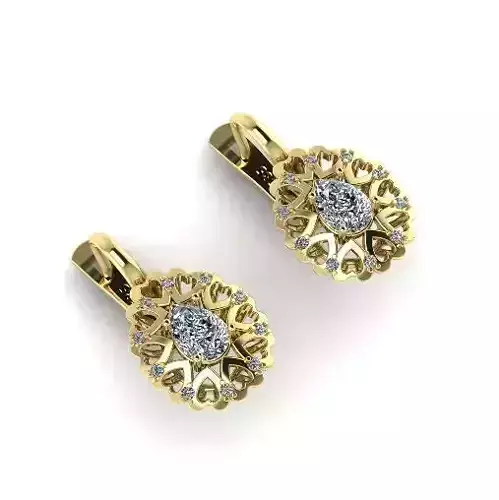 202 Earrings with hearts 3D print model