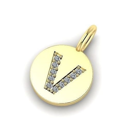 198 Pendant with letter V lettering 3D print model