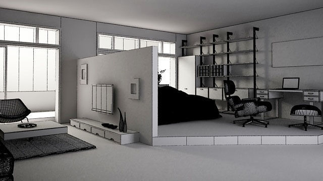 living room and bedroom  3D print model_4
