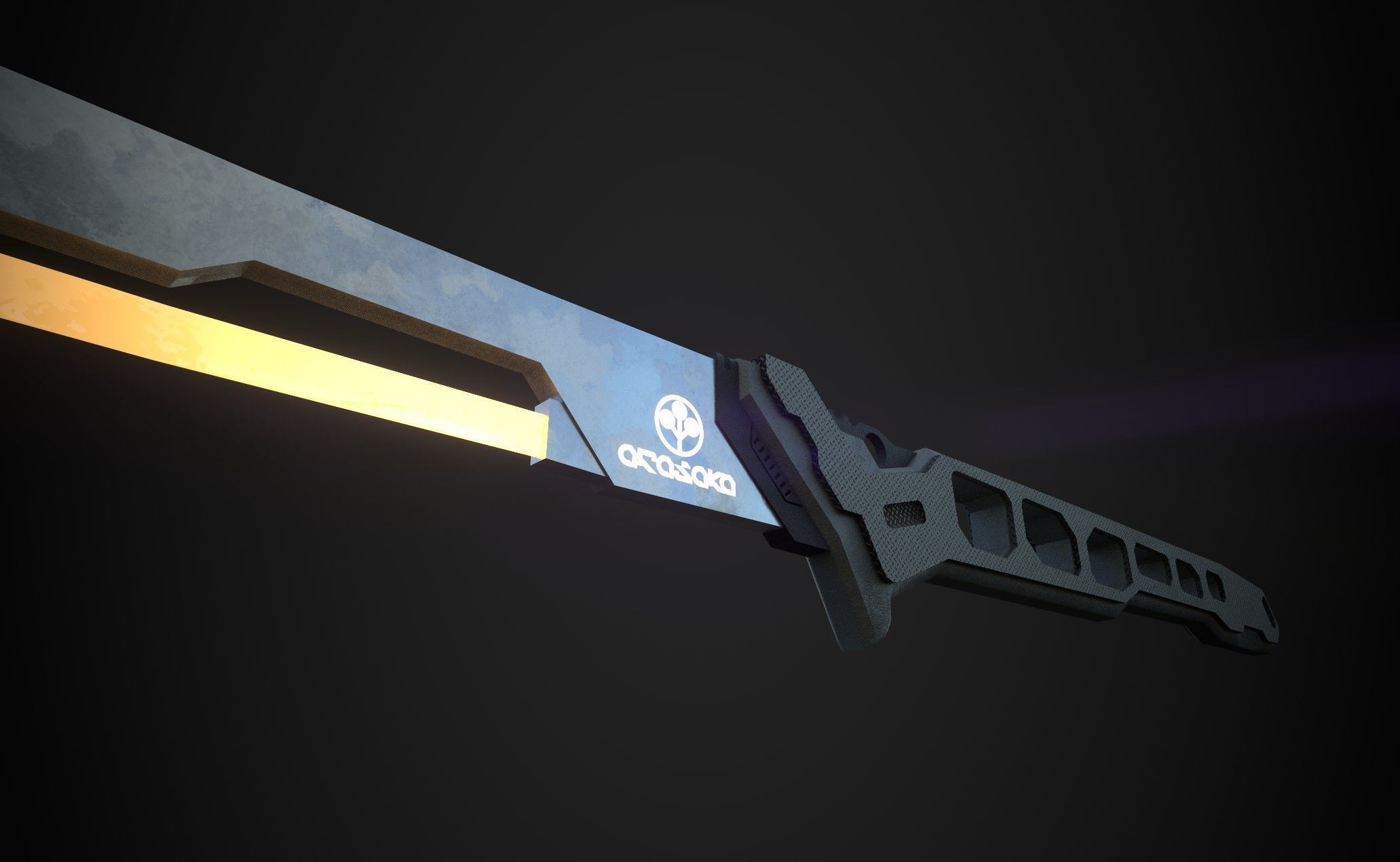 Cyberpunk midpoly katana 3D model_5