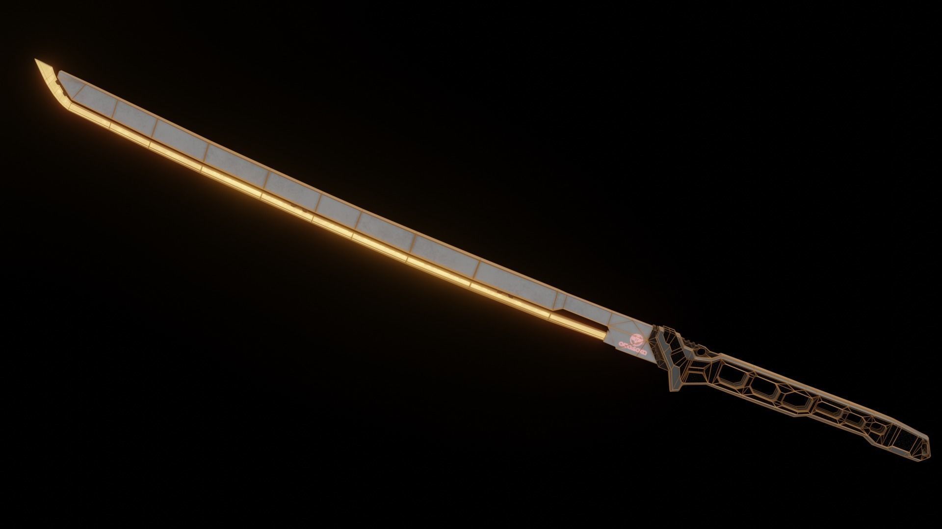 Cyberpunk midpoly katana 3D model_13