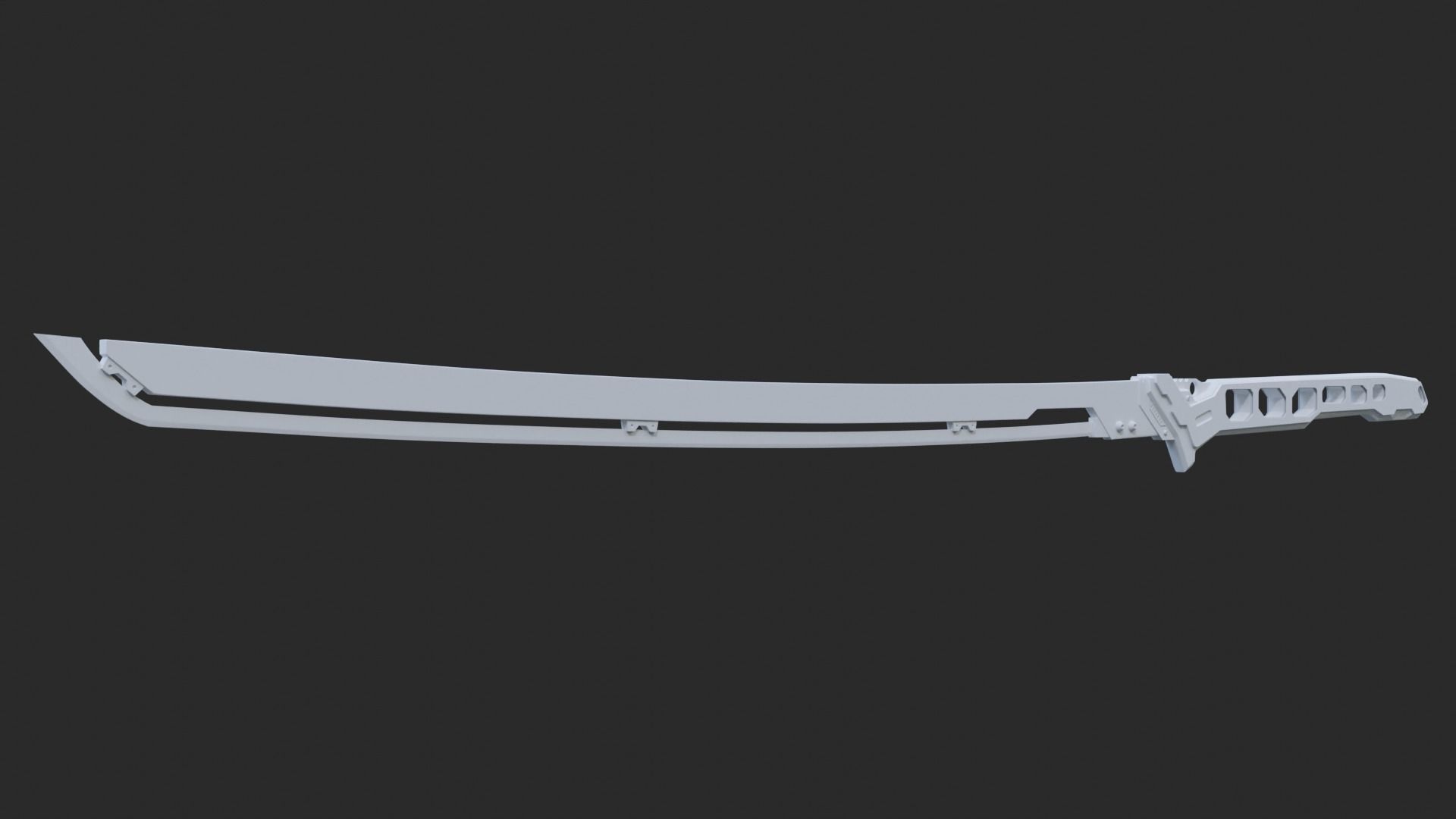 Cyberpunk midpoly katana 3D model_12