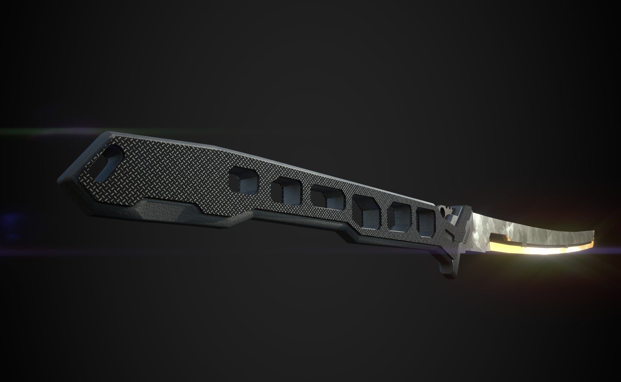 Cyberpunk midpoly katana 3D model_6