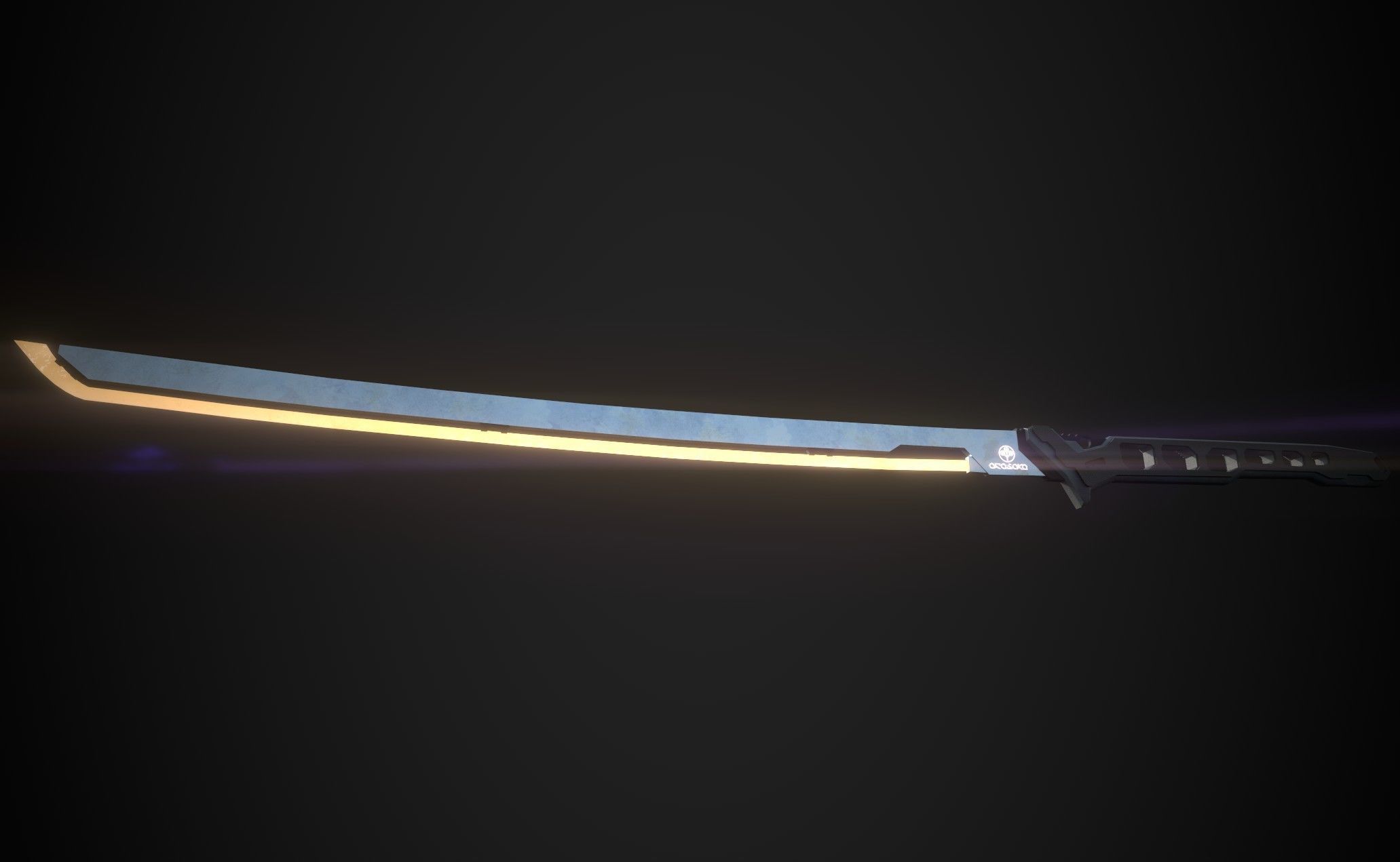 Cyberpunk midpoly katana 3D model_1