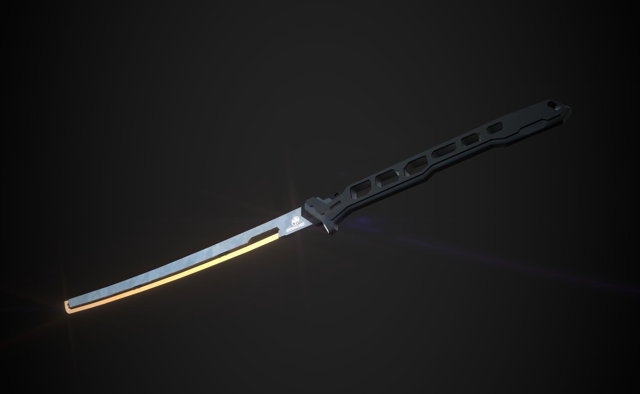 Cyberpunk midpoly katana 3D model_2
