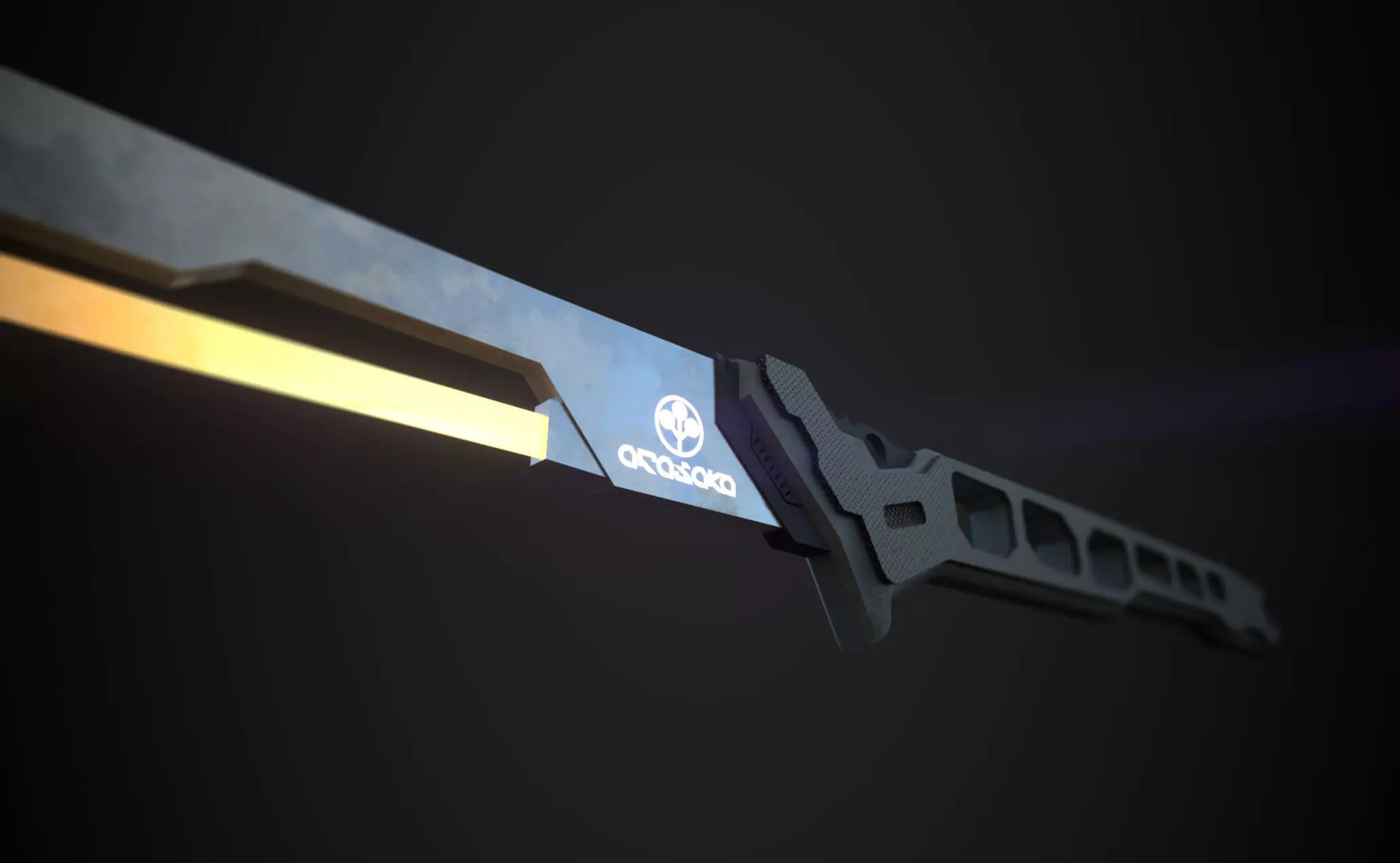 Cyberpunk midpoly katana 3D model_0