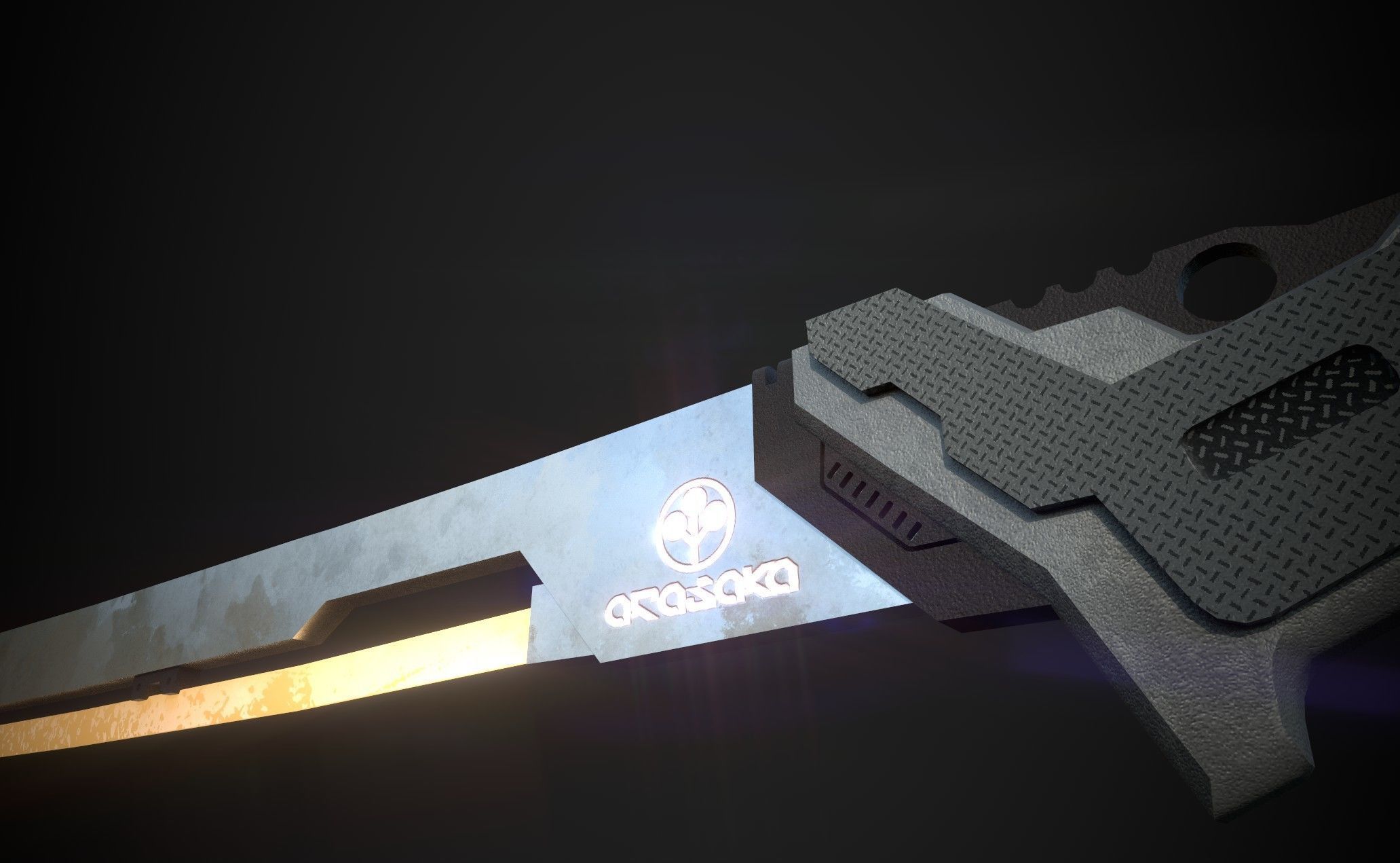 Cyberpunk midpoly katana 3D model_10