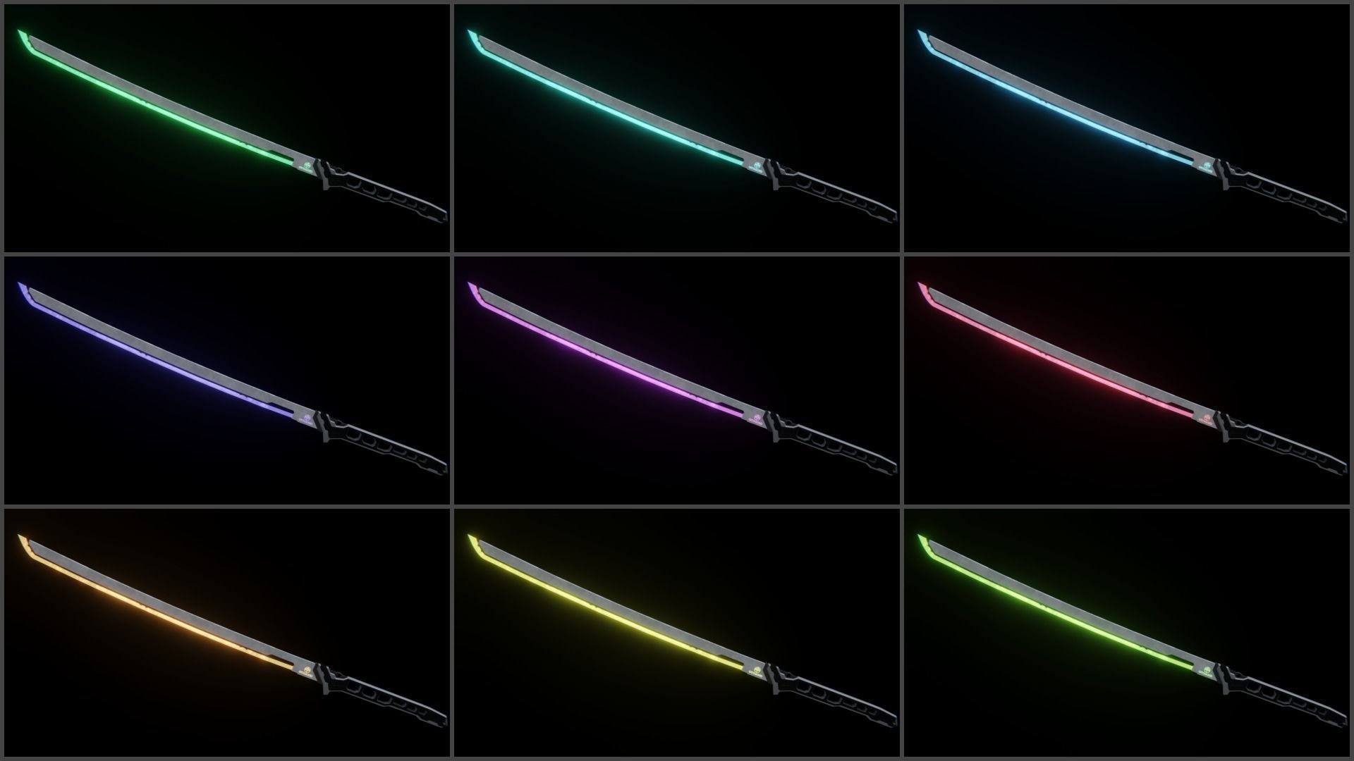 Cyberpunk midpoly katana 3D model_11