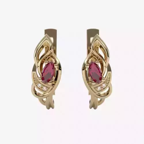 Women earrings with gems CAD 3dm stl