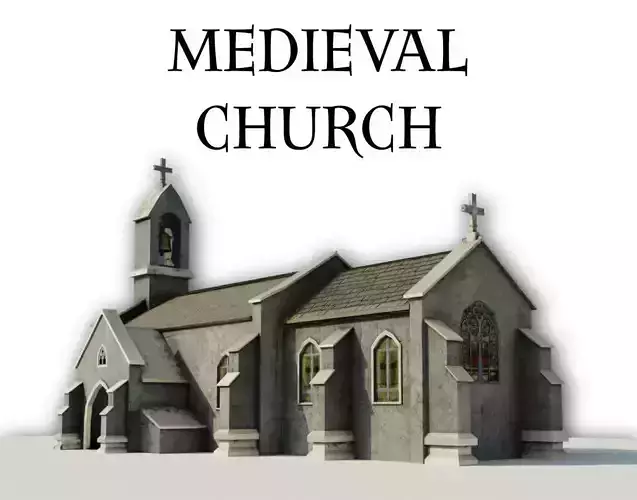 Medieval Church Furnished Low-poly 3D model