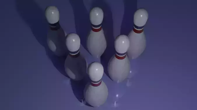 Bowling pin with red and blue lanes