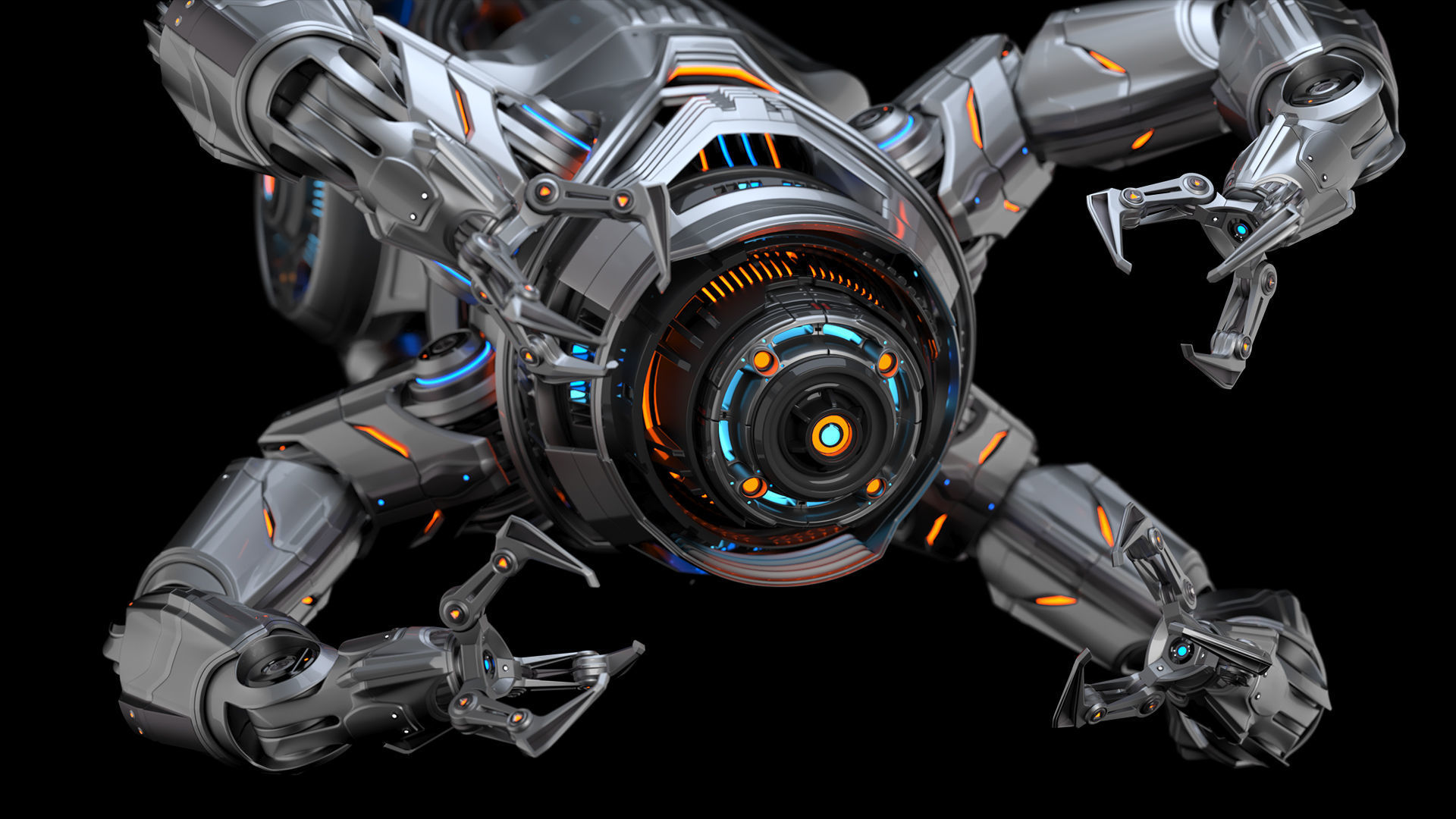 Assembly robot 2 RIGGED 3D model_34