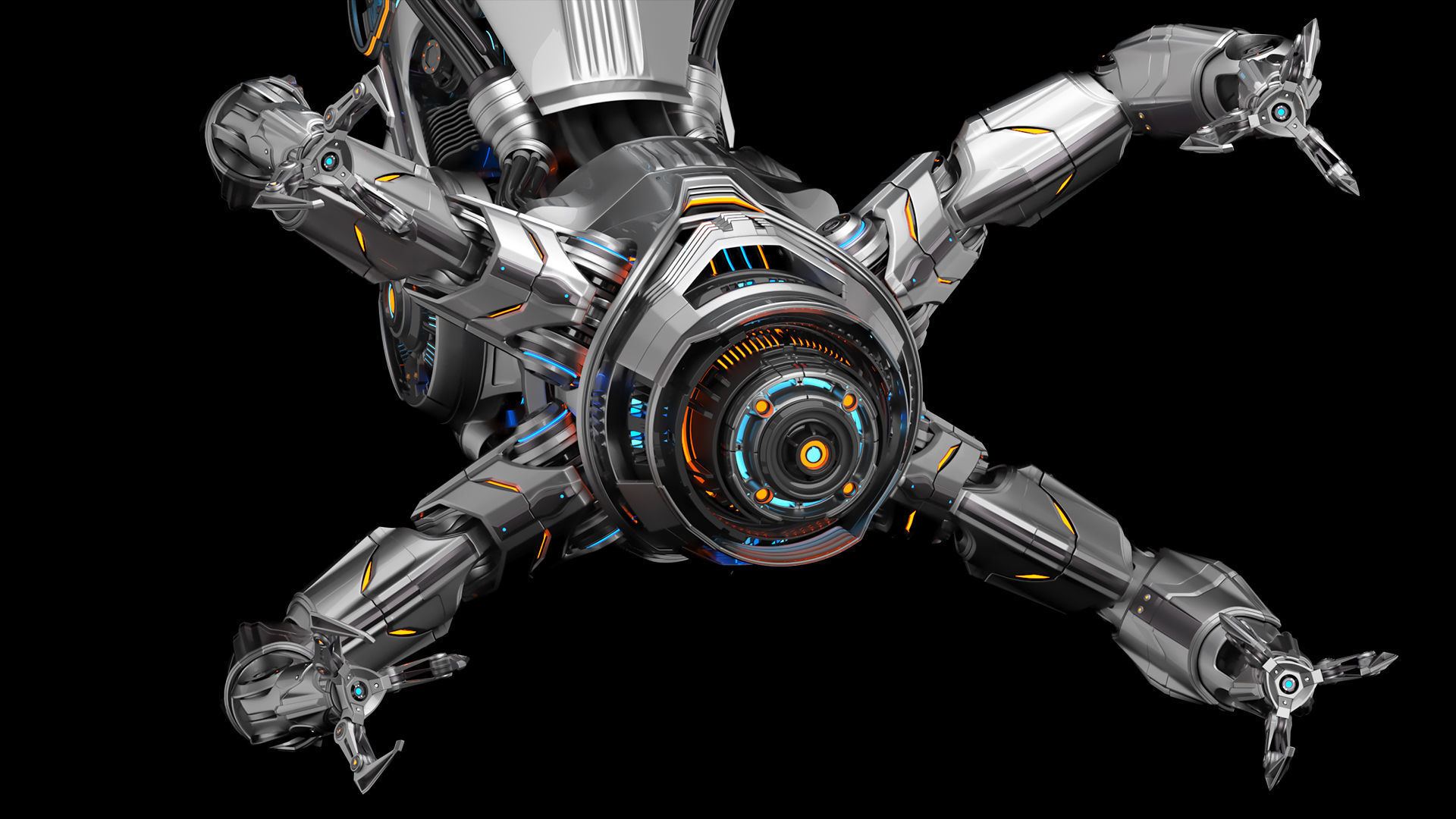 Assembly robot 2 RIGGED 3D model_35