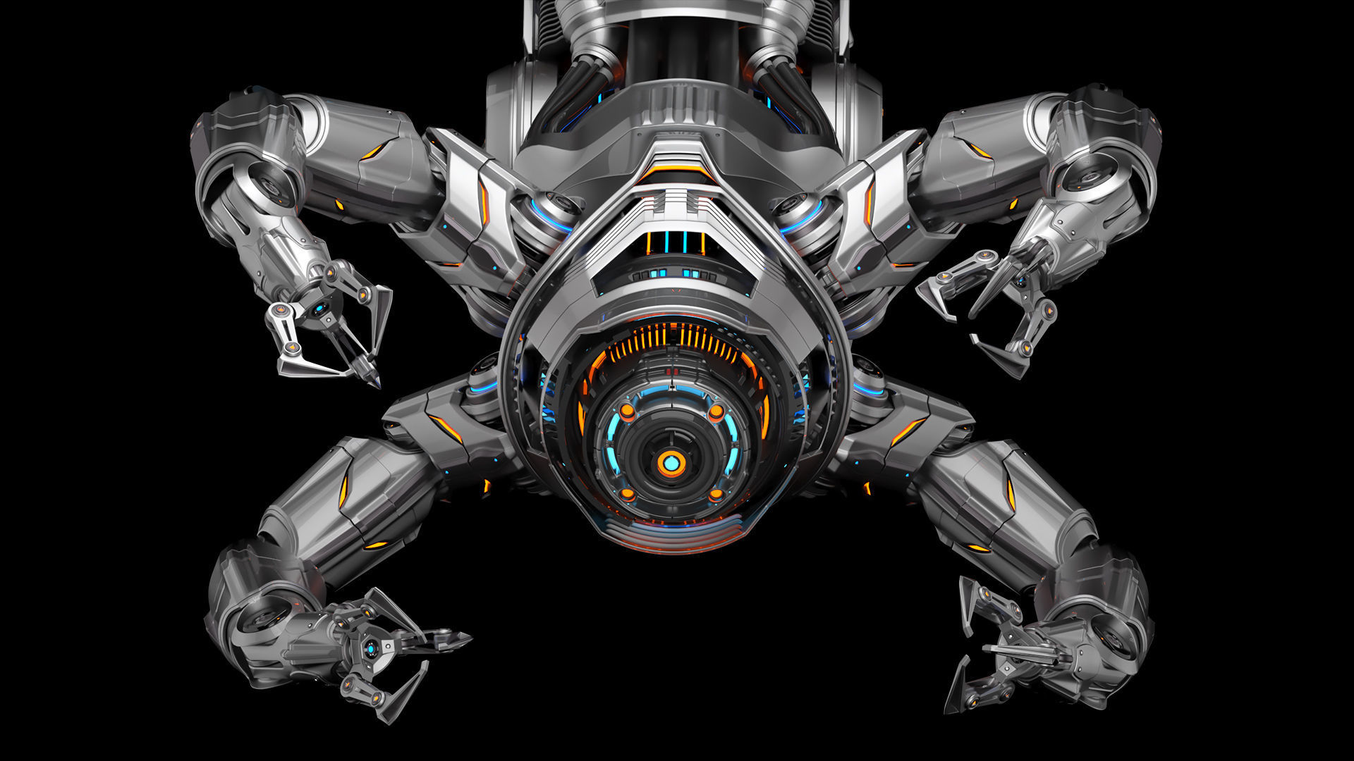 Assembly robot 2 RIGGED 3D model_30