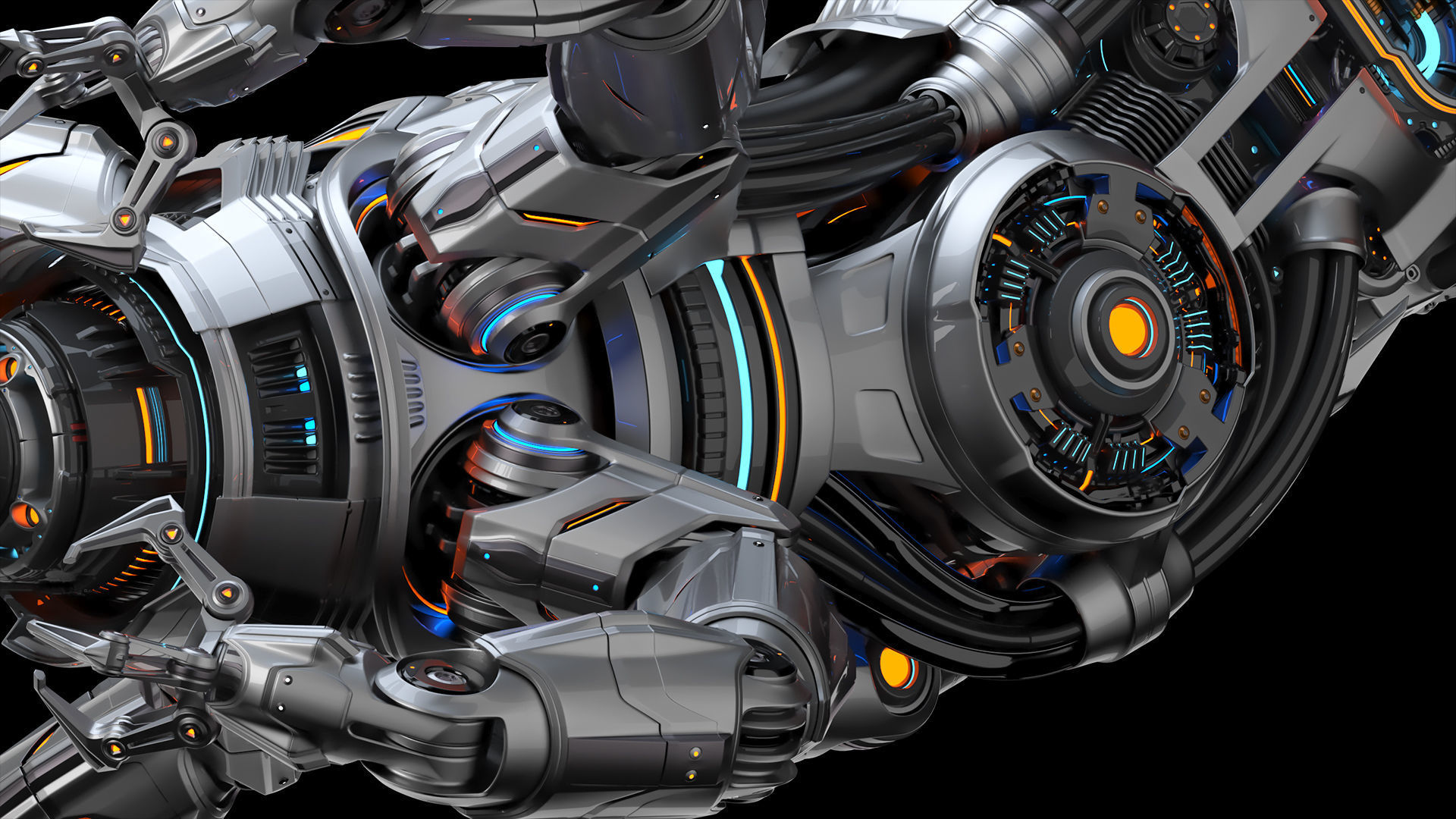 Assembly robot 2 RIGGED 3D model_9