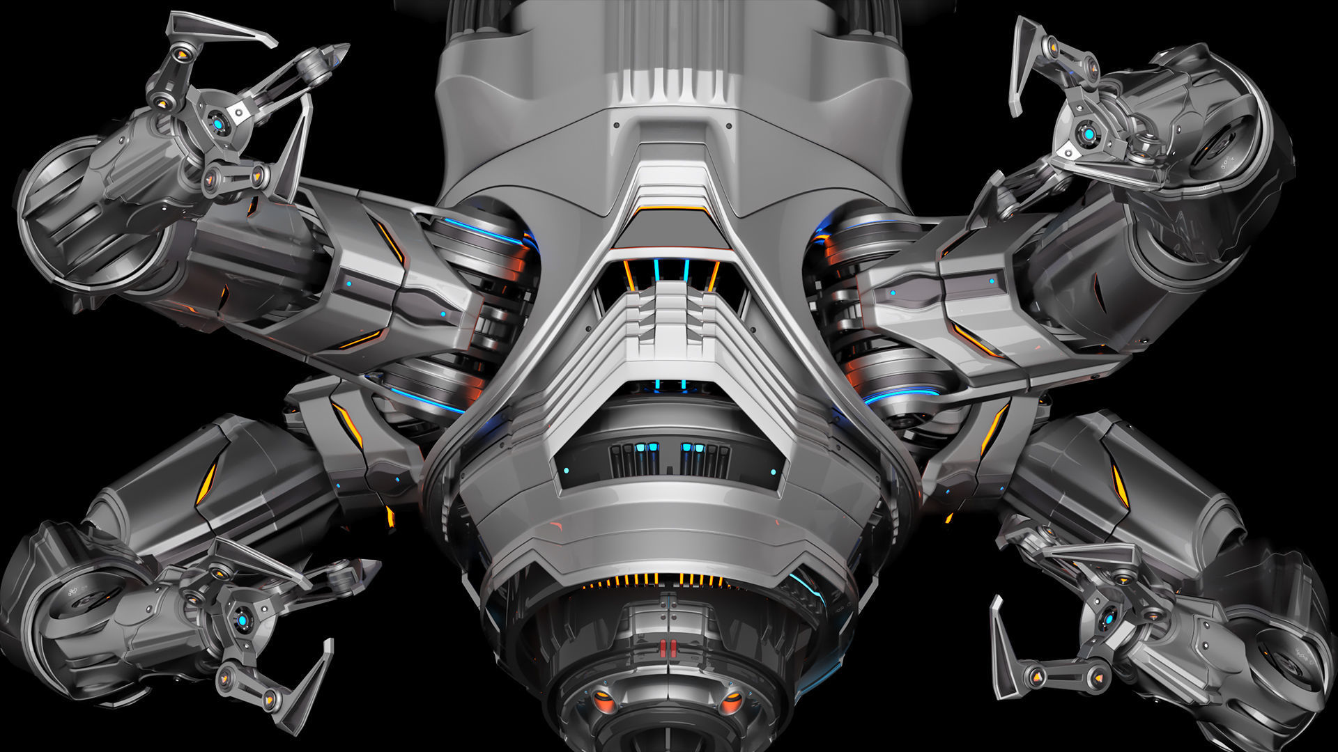 Assembly robot 2 RIGGED 3D model_7