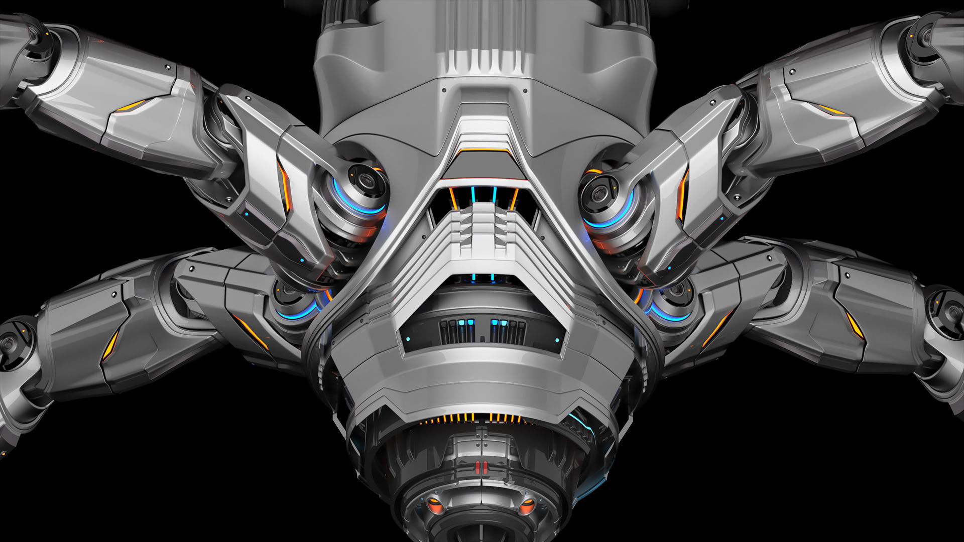 Assembly robot 2 RIGGED 3D model_6