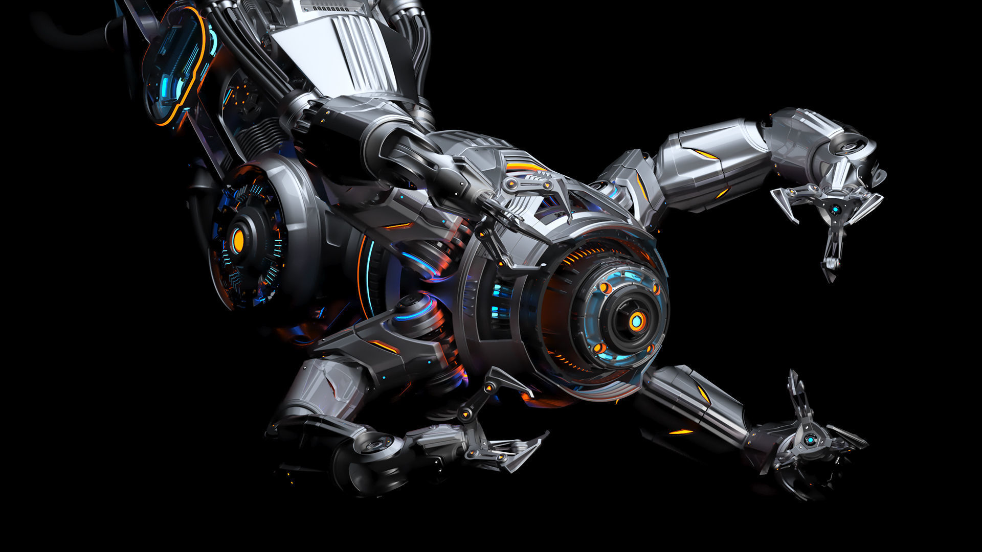 Assembly robot 2 RIGGED 3D model_37