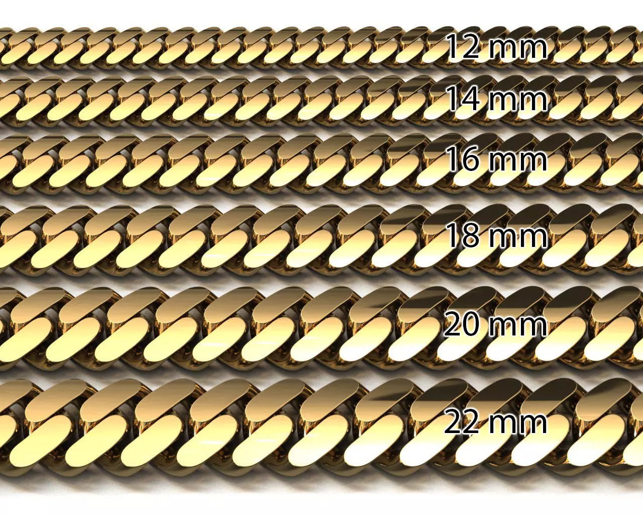 6 BIG SIZE MIAMI CUBAN LINK CHAIN FOR BRACELET OR NECKLACE 3D Model Collection_0