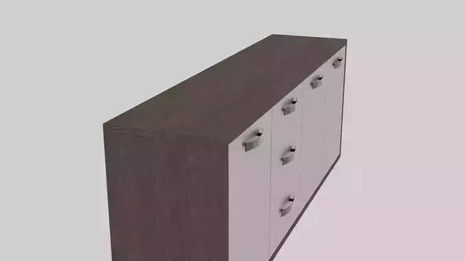 Sideboard with drawers and metal legs Free 3D model