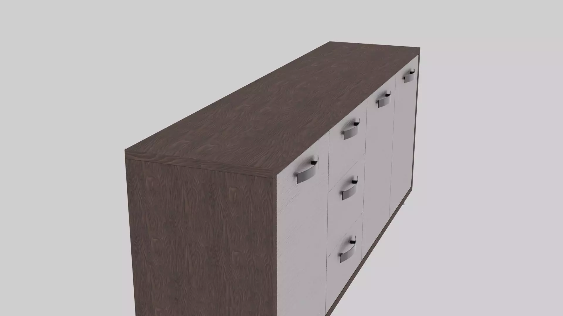 Sideboard with drawers and metal legs Free 3D model