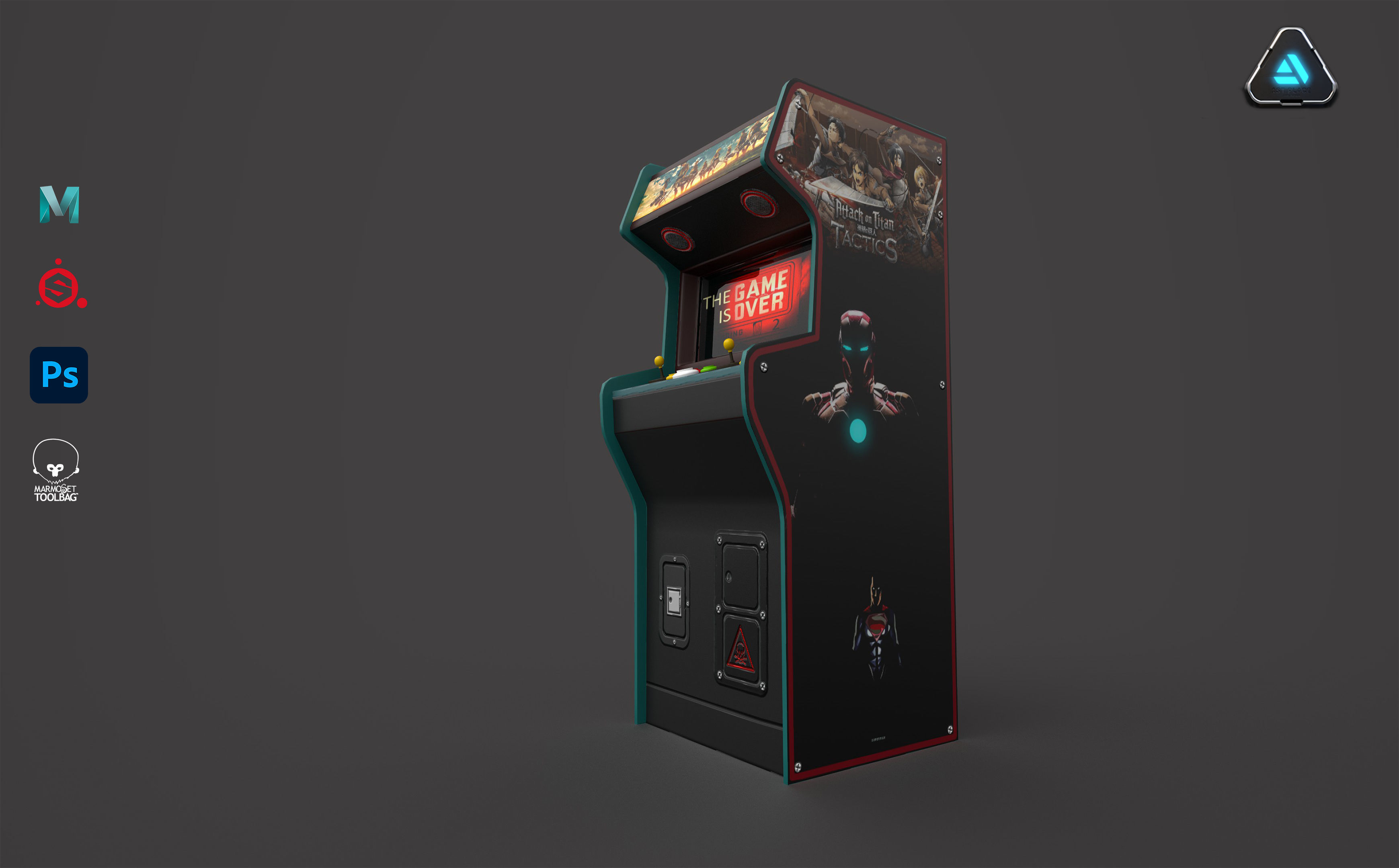Arcade video game machine Low-poly 3D model_1