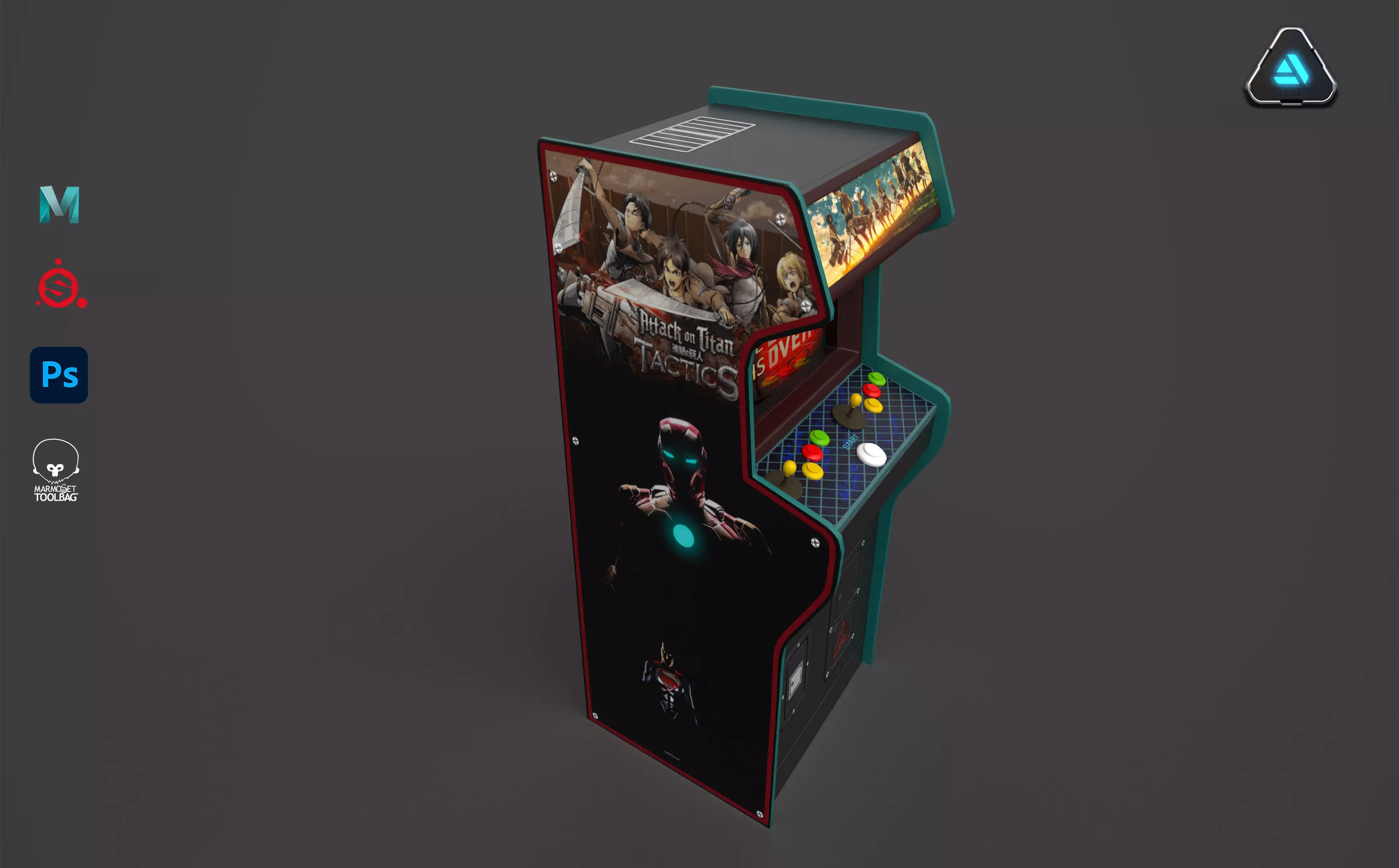Arcade video game machine Low-poly 3D model_0