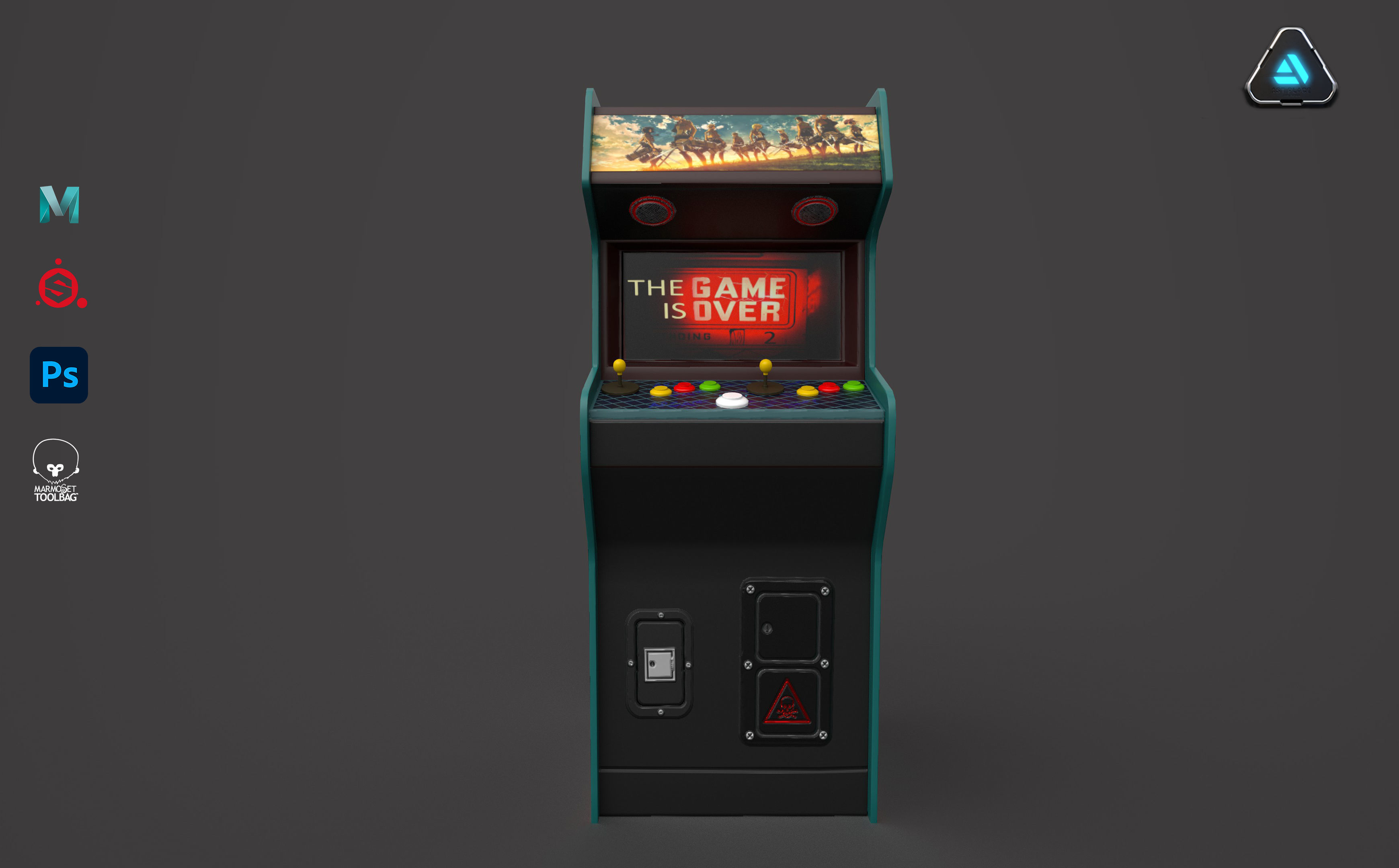 Arcade video game machine Low-poly 3D model_2