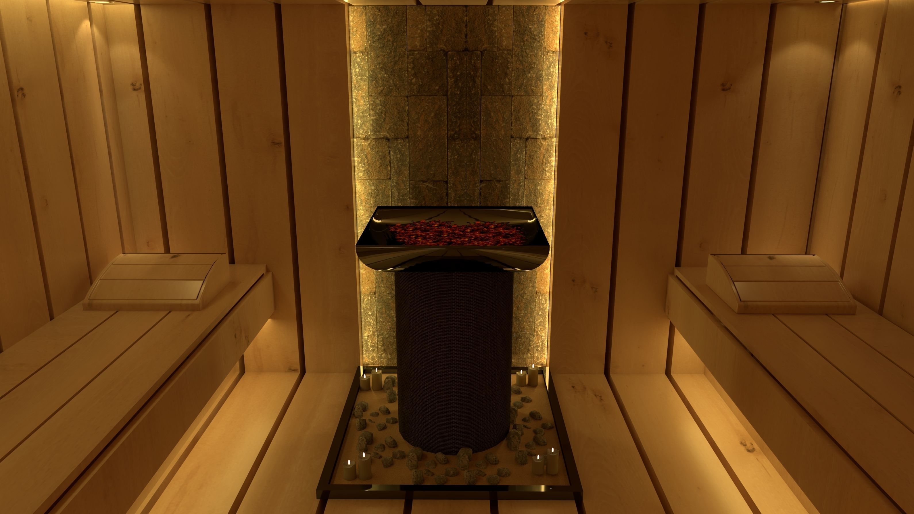 SAUNA room with wooden walls 3D model_1