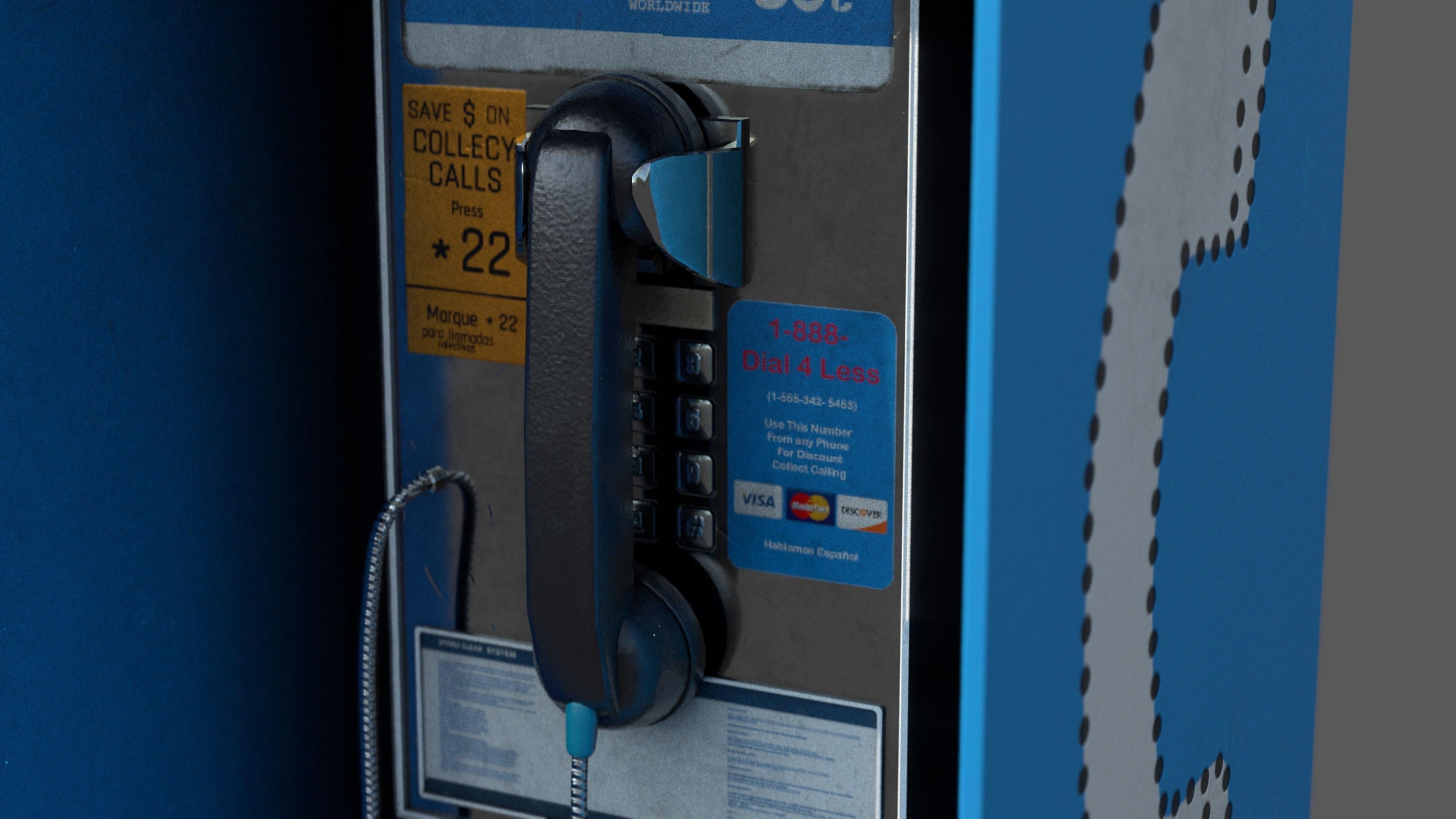 Pay Phone Low-poly 3D model_10