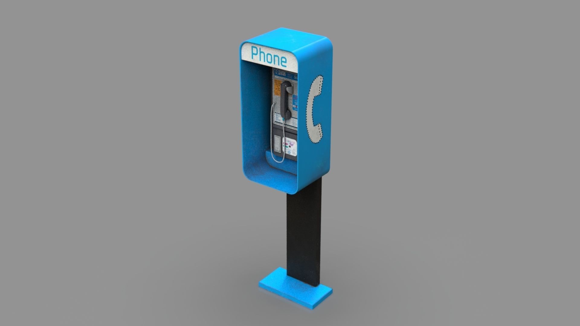 Pay Phone Low-poly 3D model_15