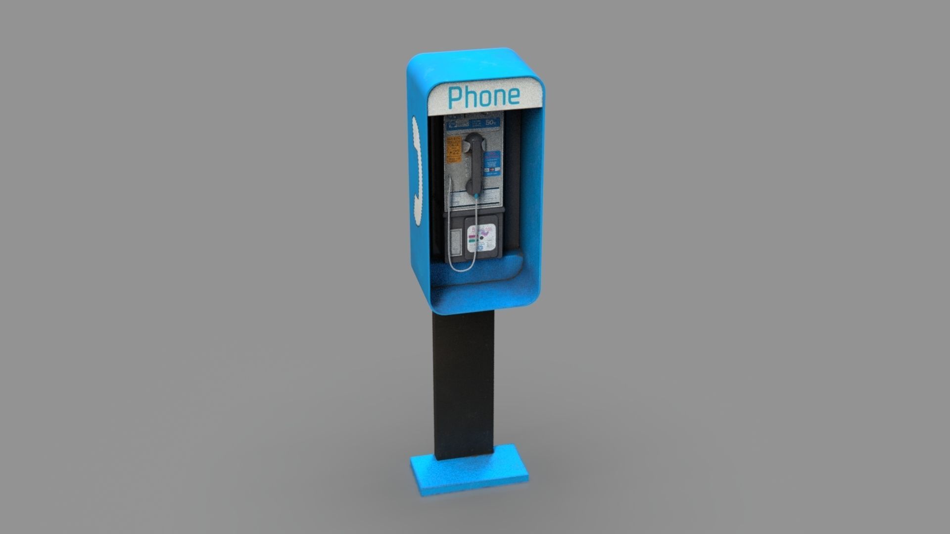 Pay Phone Low-poly 3D model_8